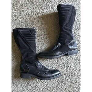 38EU 7.5 US Emporio Armani Women’s Black Leather Biker Riding Tall Boots ITALY